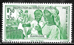 HICK GIRL-MINT FRENCH GUADELOUPE STAMP   SC#CB1  1942  CHILD WELFARE FUND   L779 - Picture 1 of 2