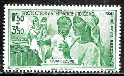 HICK GIRL-MINT FRENCH GUADELOUPE STAMP   SC#CB1  1942  CHILD WELFARE FUND   L779 - Image 1 of 2