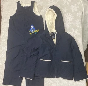 Lands' End Snowsuit Toddler Kids Baby 3T Dark Blue Fishing Design Cute Spotless - Picture 1 of 9