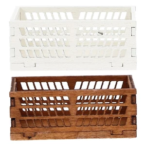  2 Pcs Wooden Frame Storage Box Mini House Basket Dollhouse Furniture Decoration - Imagen 1 de 12