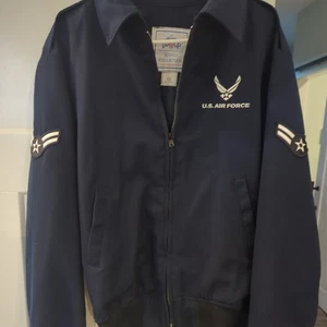Chaqueta de la Fuerza Aérea de los Estados Unidos para Hombres M Azul Cremallera Completa Poliéster Lana Vuelo Bombardero Forrada 42L - Imagen 1 de 6