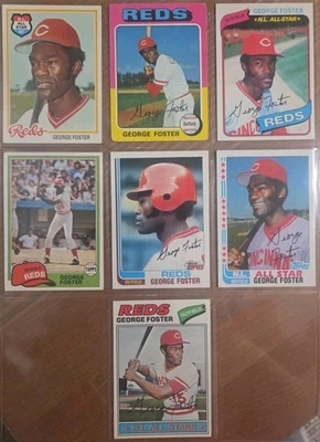Lote de 7 cartas George Foster 1975 Topps - 1978, 1977, 1978, 1980-1982 Rojos Foto 1 de 2