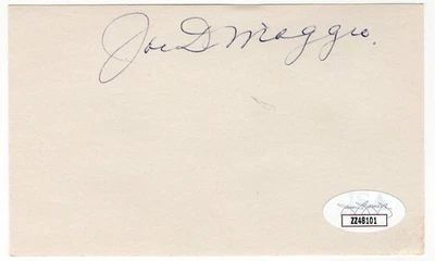 Joe DiMaggio Signed Autographed 3X5 Index Card Yankees Legend HOFer JSA ZZ48101 - Image 1 of 2