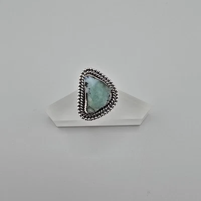 Sterling Silver Gemstone Ring Unique Artisan Boho Tribal Raw Stone sz 7 - Image 1 of 4
