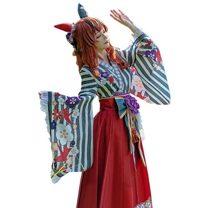 [Tiempo Lechoso] Uma Musume Bonita Naturaleza Juegos con disfraces Halloween Anime Hakama Furisode - Imagen 1 de 9