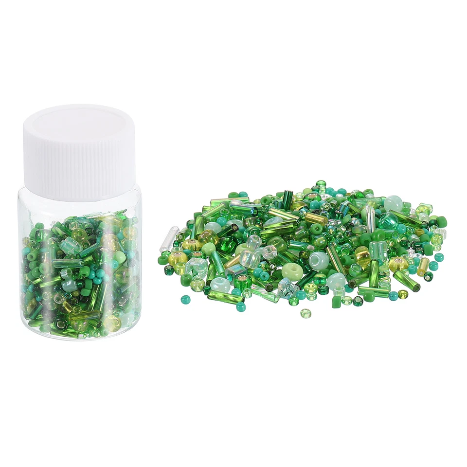 1200 piezas cuentas de semillas de vidrio mezclado cuentas de corneta de vidrio, cuentas de 1-4 mm, verde Foto 1 de 4