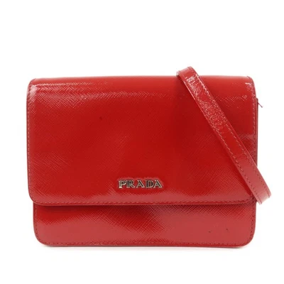 PRADA Saffiano Couro 2 Vias Mini Bolsa de Ombro Bolsa de Embreagem Vermelha BT1031 Usada F/S - Imagem 1 de 4