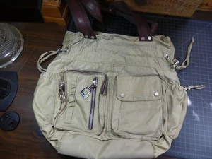 Taylor Rodan Purse Handbag Tote Beige Tan with Green Camouflage Inside EUC - Picture 1 of 6