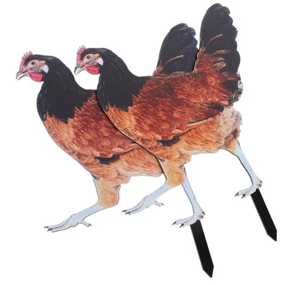  2 Pcs Gartenstecker-Dekoration Rasenpfähle Gartendeko Figuren Huehner - Bild 1 von 4