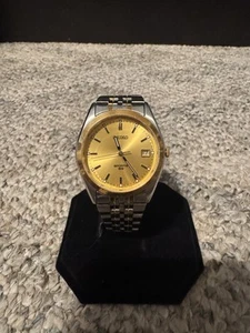 Reloj deportivo vintage Seiko 50 esfera dorada fecha 37 mm redondo batería nueva 7N42-8079 - Imagen 1 de 11
