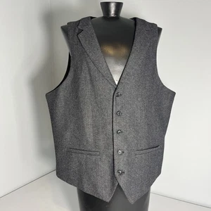 VOBOOM Weste Herren XL Large dunkelgrau Fischgrät Tweed Vest 5-Knopf Tasche - Bild 1 von 13