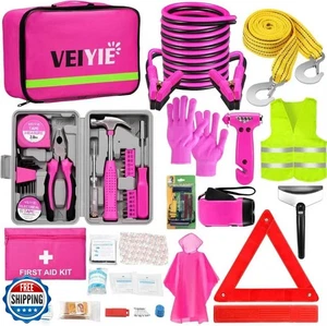VEIYIE Roadside Emergency Car Kit für Fahrzeuge, Pink Car First Ai - Bild 1 von 5