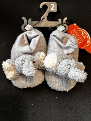 Zapatillas con suela de goma polar Sherpa gris elefante Wonder Nation para niños pequeños 2 Foto 1 de 2