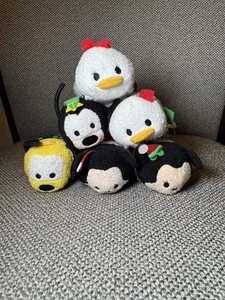 NWT Disney Christmas Tsum Tsums Mickey Minnie Donald Daisy Goofy Pluto Set of 6 - Picture 1 of 2