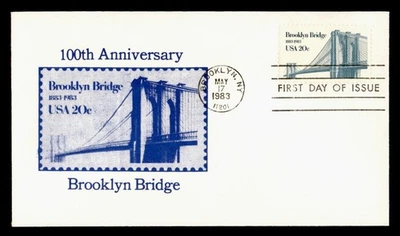 DR WHO 1983 FDC BROOKLYN BRIDGE ANIV KIM HILL CACHET #1 k18228 - Image 1 of 2