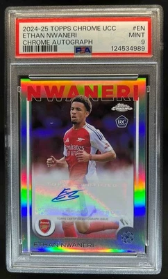 2024-25 Topps Chrome UEFA Ethan Nwaneri Auto RC Rookie #CA-EN Arsenal PSA 9 - Image 1 of 2