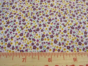 3 yards x44" Fabric Sewing Quilting Rose & Hubble white Purple Yellow Flowers - Picture 1 of 5