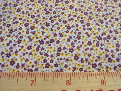 3 yards x44" Fabric Sewing Quilting Rose & Hubble white Purple Yellow Flowers - Image 1 of 4