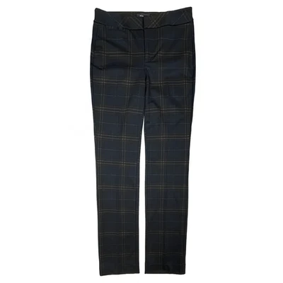 NYDJ Slim Trouser Pants Sz 2 or 27 New $119 Oaklan Plaid Blue Black Straight Leg - Image 1 of 4