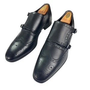 Giorgio Brutini Black Leather Monk Strap Wingtip Brogue Dress Shoes Men's 12M - Picture 1 of 24