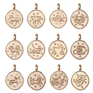 Sternzeichen Vergoldet mit 18k Gold 16mm Kettenanhänger Horoskop Zodiak - Bild 1 von 13