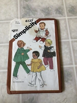 Simplicity #6137 Toddler's Pull On Pants & Top Size (2) UNCUT - Image 1 of 3