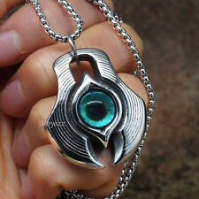 Mens Stainless Steel Egyptian Glass Blue Evil Eye Pendant Necklace Men Gift