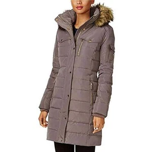 MICHAEL Michael Kors Women's Down Winter Coat with Faux Fur Hood - Picture 1 of 4