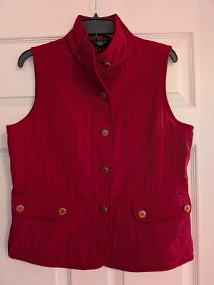 Talbots Petites Womans Vest, Petite Medium, Red Vest with Red/Gold Buttons, EUC - Image 1 of 4
