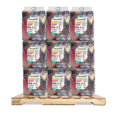 SUPREMEPLUS Color Knit T-Shirt Rags for Cleaning - 300 lbs. Pallet 12x25 lbs. Bags