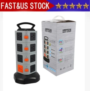 Surge Protector Power Strip Tower 15 Outlets 2 USB Chargers for Office Home - Picture 1 of 16