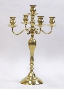 22" BRASS CANDELABRA - BRASS CANDLE HOLDER CANDELABRA - CANDLE HOLDER 5 ARMS - Picture 1 of 1