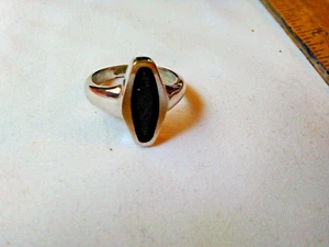 Vintage Monet Silberfarben Schwarz Oynx Ring Größe 8 - Bild 1 von 4