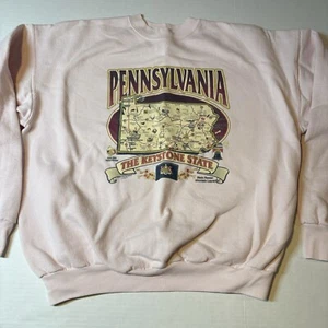 Vtg Pennsylvania State Tourist Sweatshirt Light Pink Sz XL A2477 - Picture 1 of 5