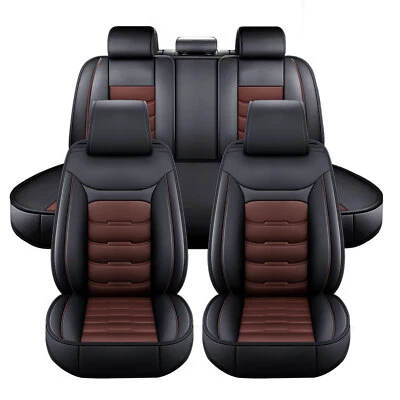 For Toyota Tacoma Car Seat Cover Full Set Leather 5-Seats Front Rear Protector - Image 1 of 4