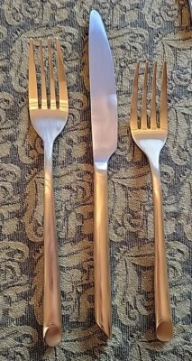 Towle Living Goldtone "Wave" Stainless Fork Knife 3pc - Image 1 of 2