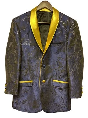 Chaqueta Retro Paris Azul Dorado Esmoquin San Nicolás Dos Botones Cierre 32R Foto 1 de 4