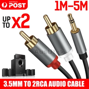 3.5mm Stereo Jack to 2x RCA Plugs Male to Male Aux Audio Cable Adapter - Picture 1 of 19