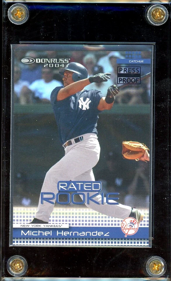 2004 DONRUSS MICHEL HERNANDEZ BLACK PRESS PROOF 4/10 RATED ROOKIE #59 YANKEES - Image 1 of 2