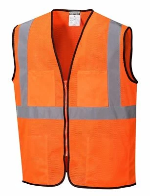Portwest US380 Tampa Hi-Vis Reflective Safety Work Zipper Cooling Mesh Vest ANSI - Image 1 of 2