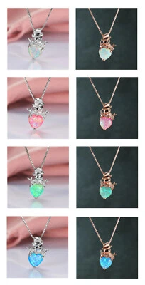 Опал сердце крыло любовь ключ снеговик розовое золото серебро подвеска ожерелье бесплатный подарок сумка - Изображение 1 из 4