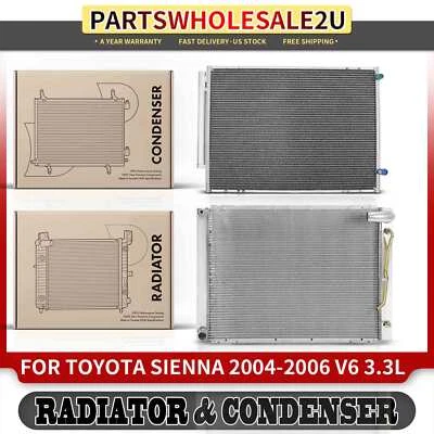 Radiator w/ Trans Oil Cooler & A/C Condenser for Toyota Sienna	2004-2006 3.3L - Image 1 of 4
