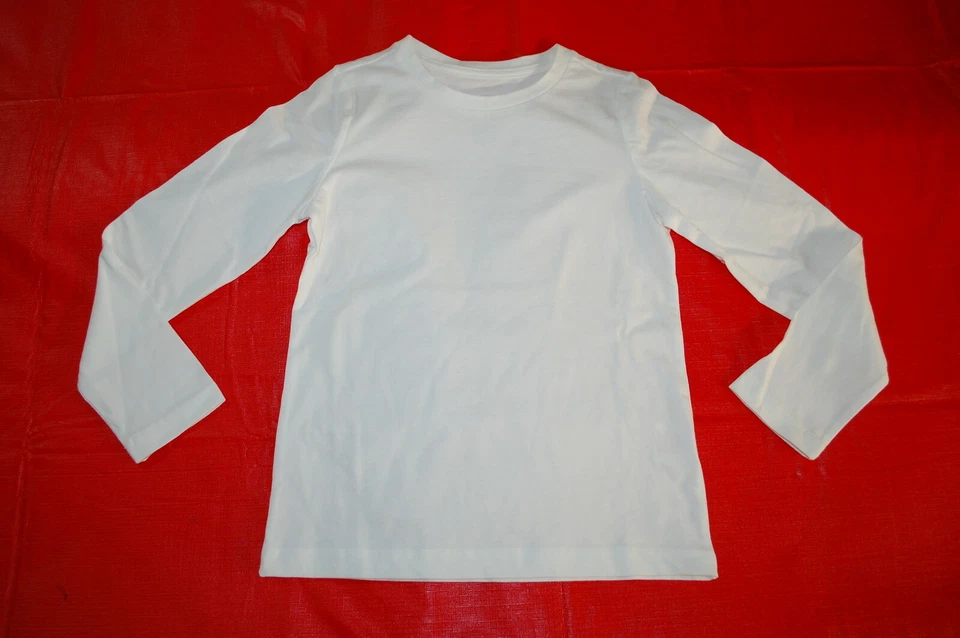 Girls L/S T-Shirt SOLID WHITE CREW NECK TEE Size S 6-6X - Image 1 of 1