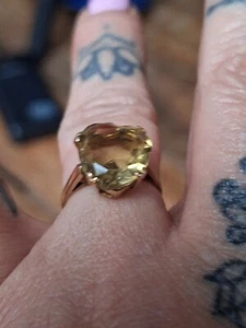 Vintage 9ct Gold Heart Shaped Citrine Ring 3.5Grams. REDUCED - Picture 1 of 9