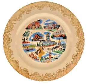 Vintage Camwood Ivory Universal-Cambridge Display Plate MAINE Landmarks 10" - Picture 1 of 4