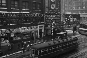Historic Chicago Theatre in 1950s, Chicago Illinois Photo Print Poster