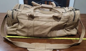 Vintage Genuine Leather Beige Carry On Duffel Bag Made In Mexico 24"x12"x12"  - Picture 1 of 8