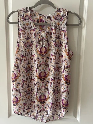 Фиолетовый + Claire женщин размер L без рукавов блузка Майка цветочный принт замочная скважина - Изображение 1 из 4