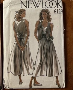New Look 6129 Sewing Pattern Vintage 1990s Uncut 8-18 wide leg pant vest - Picture 1 of 2