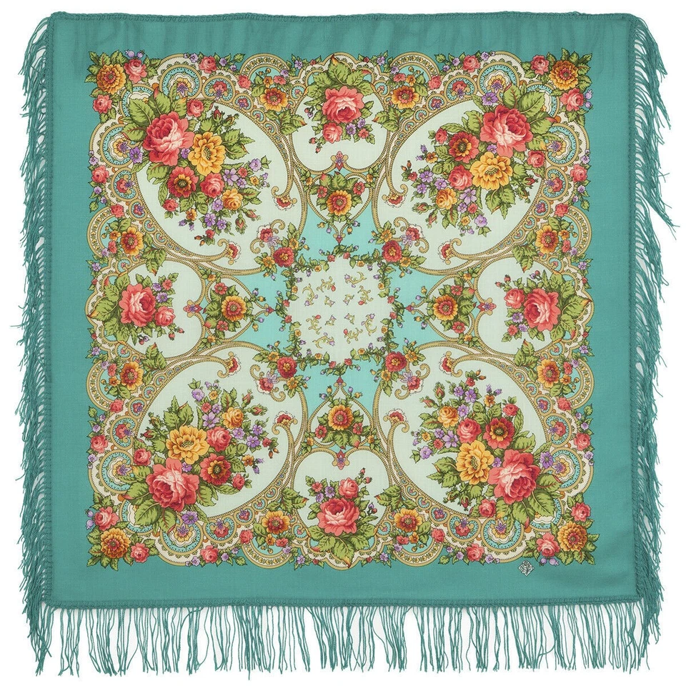 Pavlovo Posad Wolltuch 89x89 cm 1641-11 Wollschal Schal Tuch Trachtentuch
